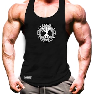Yggdrasil Weste Gym Kleidung Bodybuilding Gewicht Training Training Übung Boxen MMA Karate Wikinger Lebensbaum Helm Thor Odin Männer Tank Top