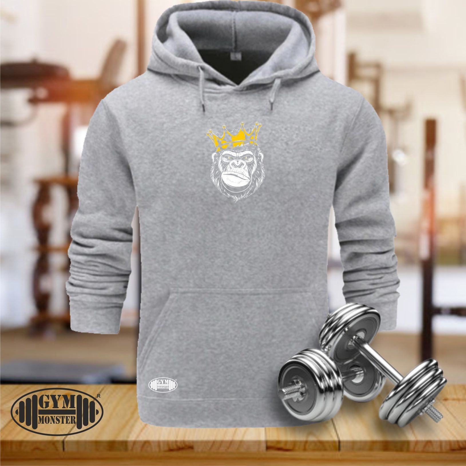 Angry King Gorilla Hoodie Gym Clothing Bodybuilding Training Workout ...