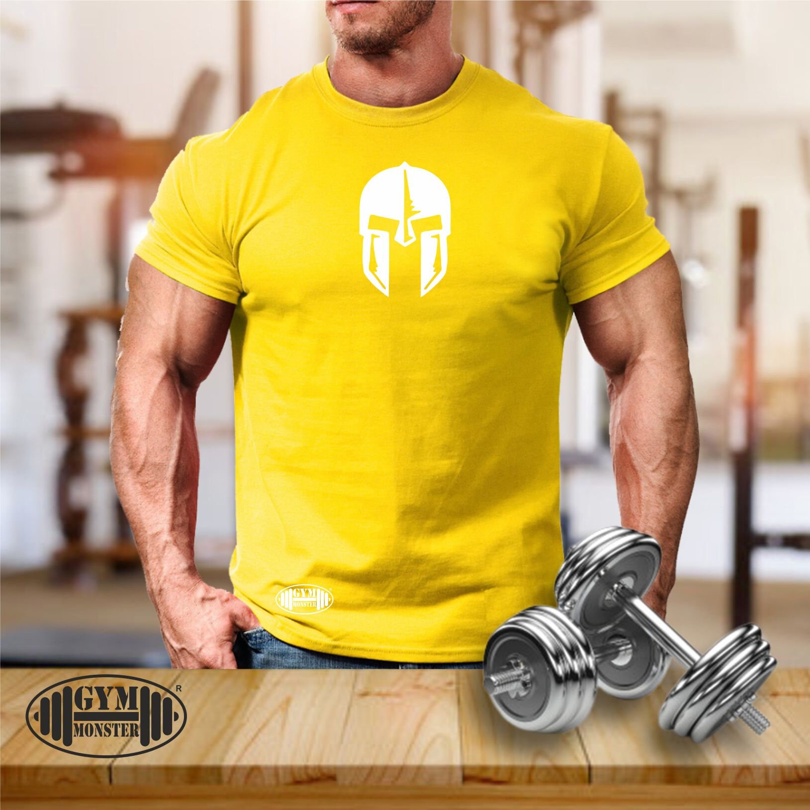 Spartan Helmet T Shirt Gym Clothing Bodybuilding Training Workout