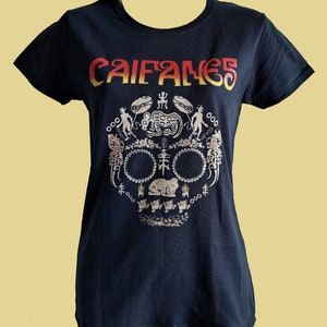 Caifanes , Mexican Skull Logo , Black T-shirt , For Women (DTP)