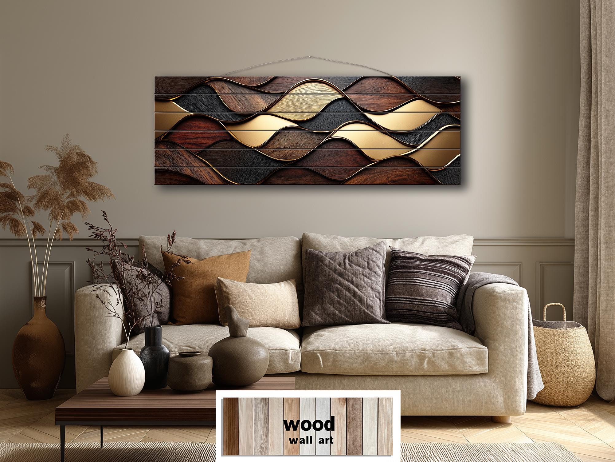 Photo inspiration: Long Horizontal Wood Texture Wall Art Print Abstract Brown Gold Photo Inspiration