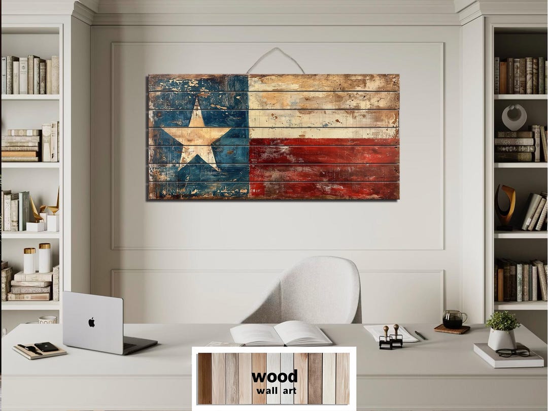 Texas Rustic Decor Rustic Texas Flag Real Distressed Wood Wall Art Print, Western Decor ...