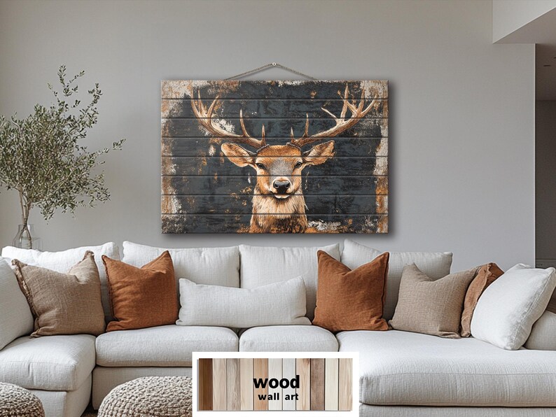 Rustic Elk Distressed Wood Wall Art – Lodge Cabin Country Decor ...