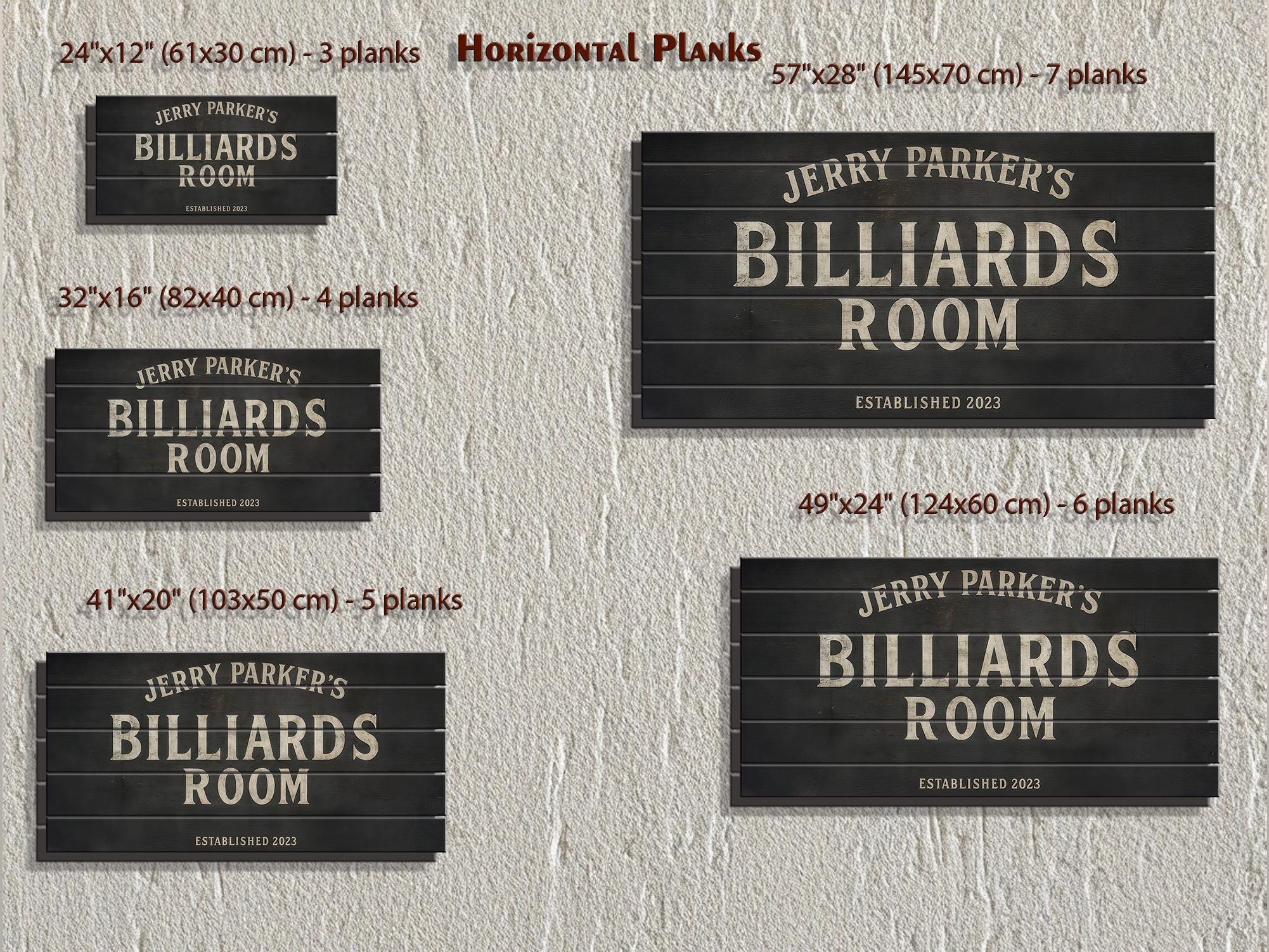 Custom Billiards Room Distressed Wood Wall Art, Personalized Pool Table ...