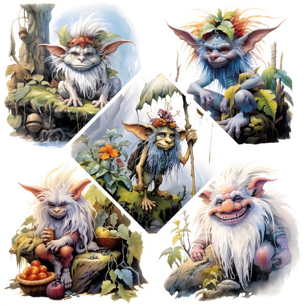 Forest Troll Watercolor Clipart, Fantasy Mythical Monster,Book Scrapping,High QualityJPG's,Commercial Use,Digital Download,