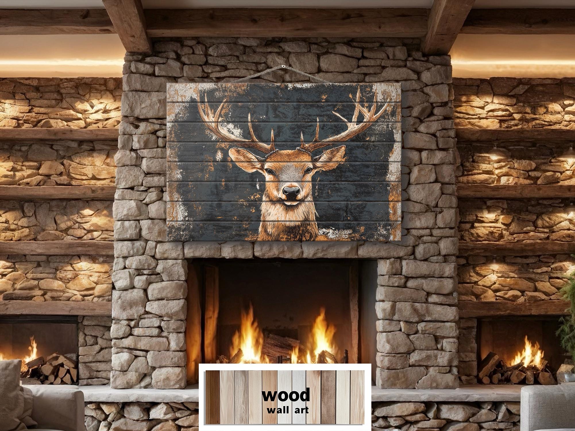 Rustic Elk Distressed Wood Wall Art – Lodge Cabin Country Decor ...
