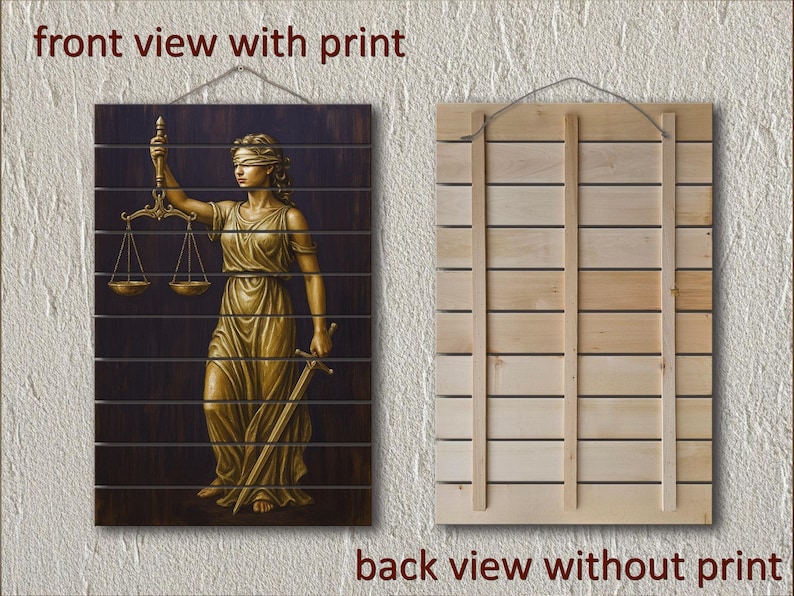 Set of 2 Law Office Wall Art – Brown Gold Lady Justice & Scales of ...