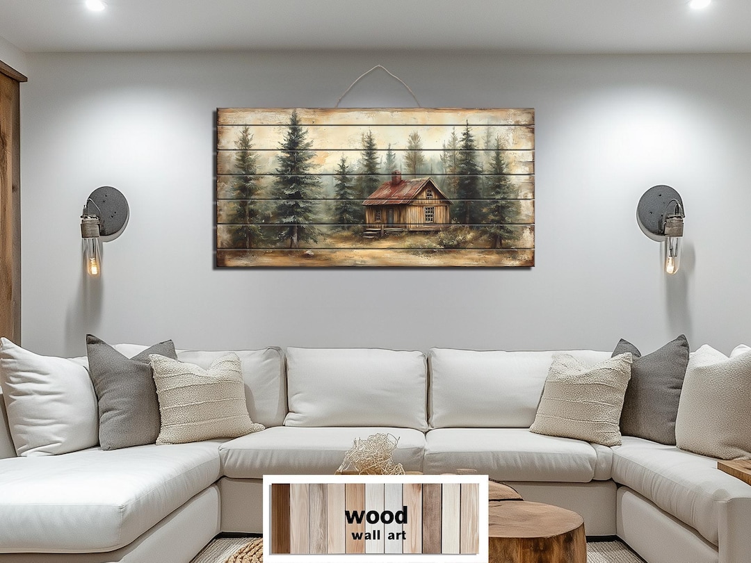 Photo inspiration: Visual Reference: Cabin In The Woods Distressed Wood Wall Art