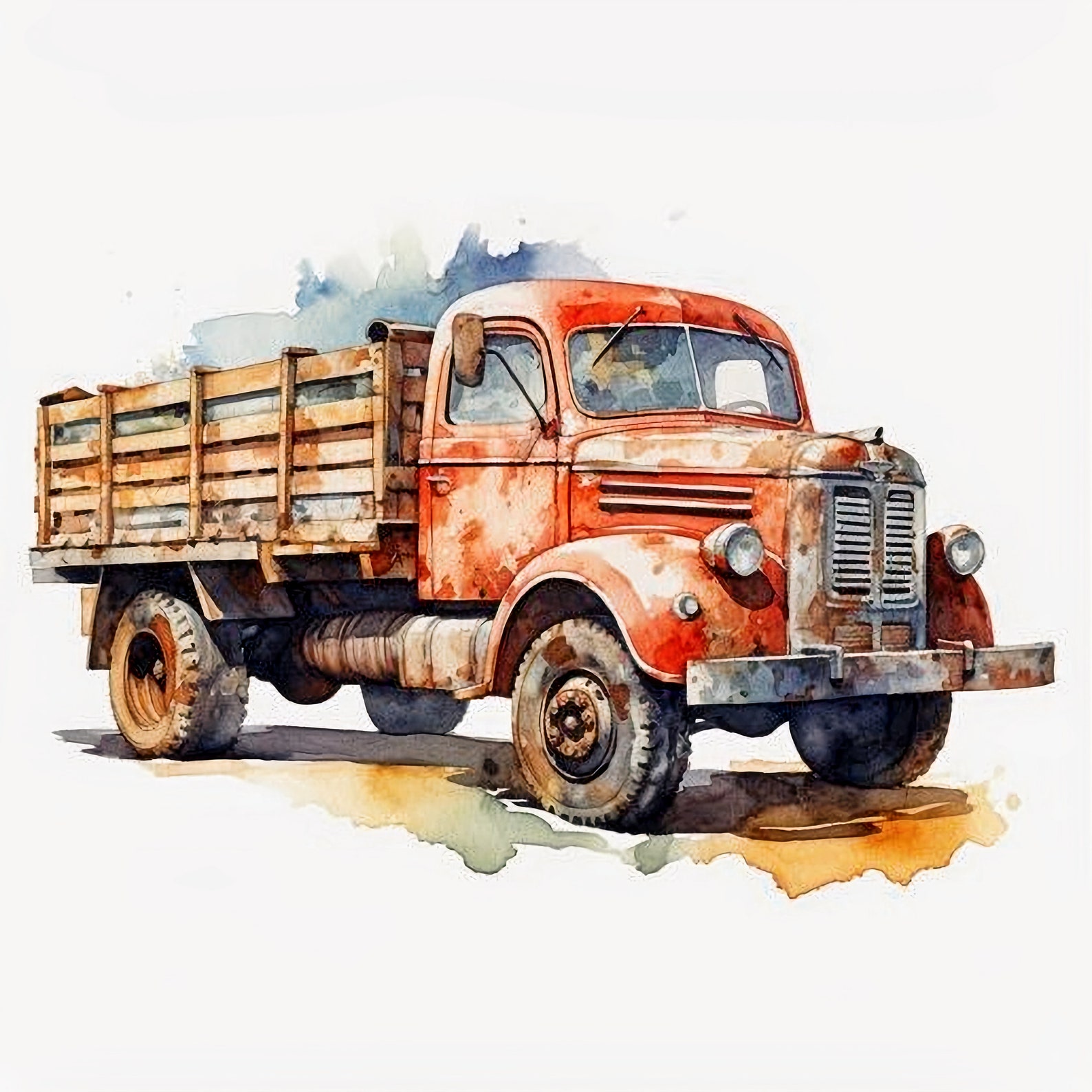 Old Farm Truck Watercolor Clipart Rustic Vintage Farm Truck - Etsy