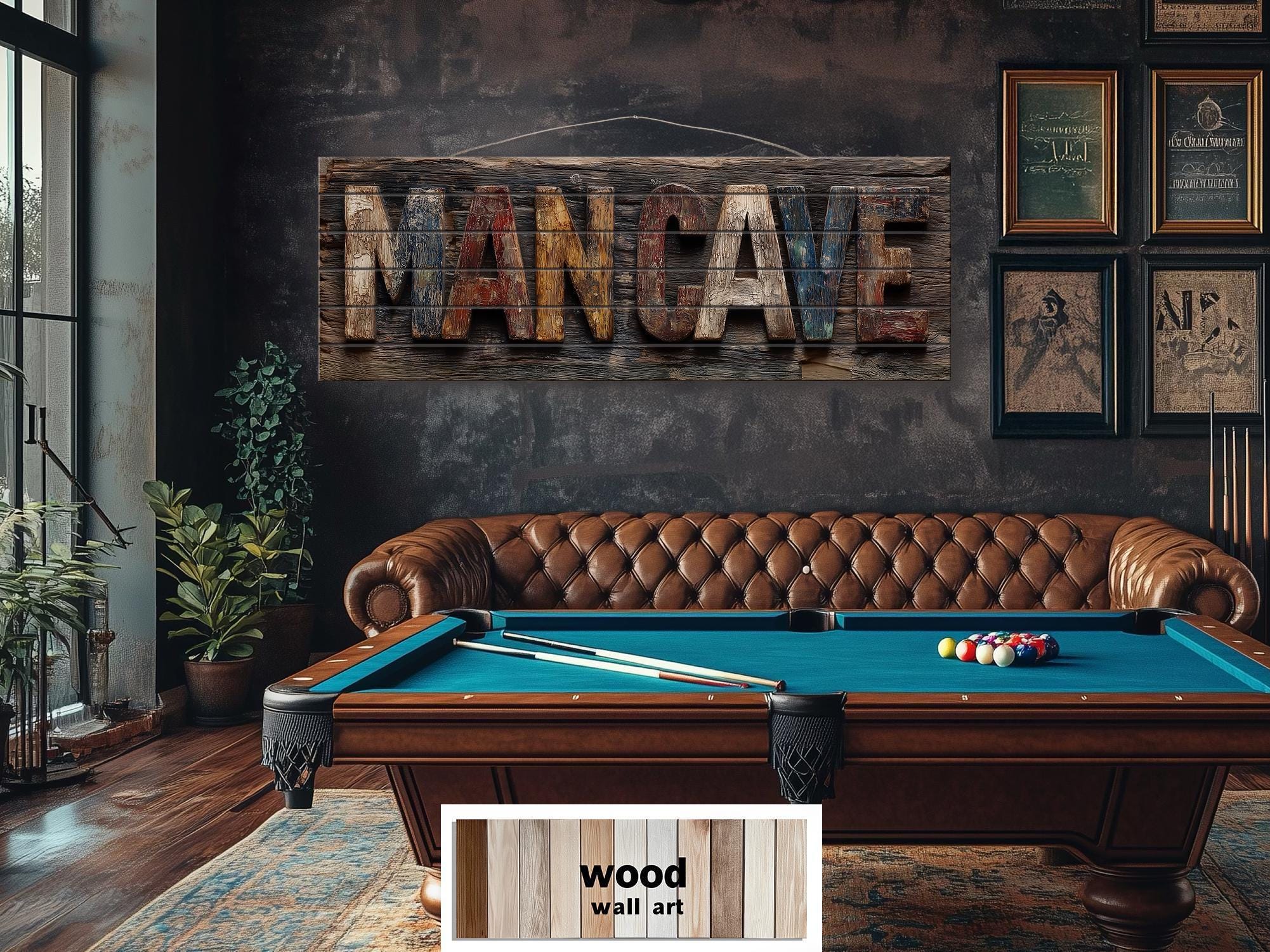 Man Den Signs Man Cave Distressed Sign Wood Wall Art, Rustic Masculine Den Sign ...