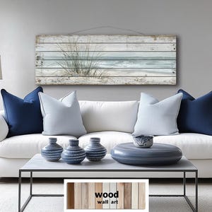 Beach Sand Dunes Sea Grass Wood Wall Art Large Horizontal, Coastal ...