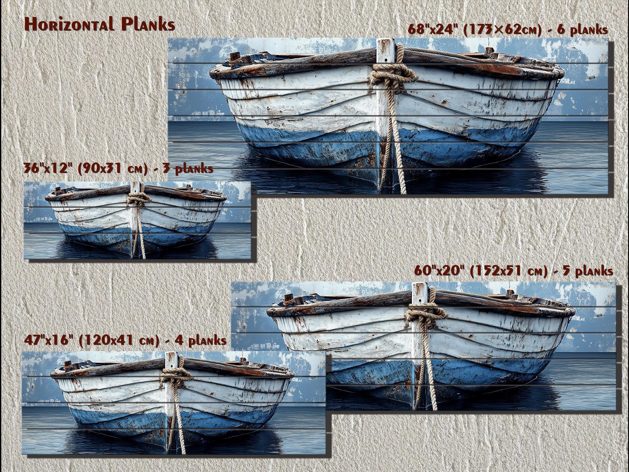 Rustic Old Blue Boat Distressed Wood Wall Art – Nautical Coastal Decor ...