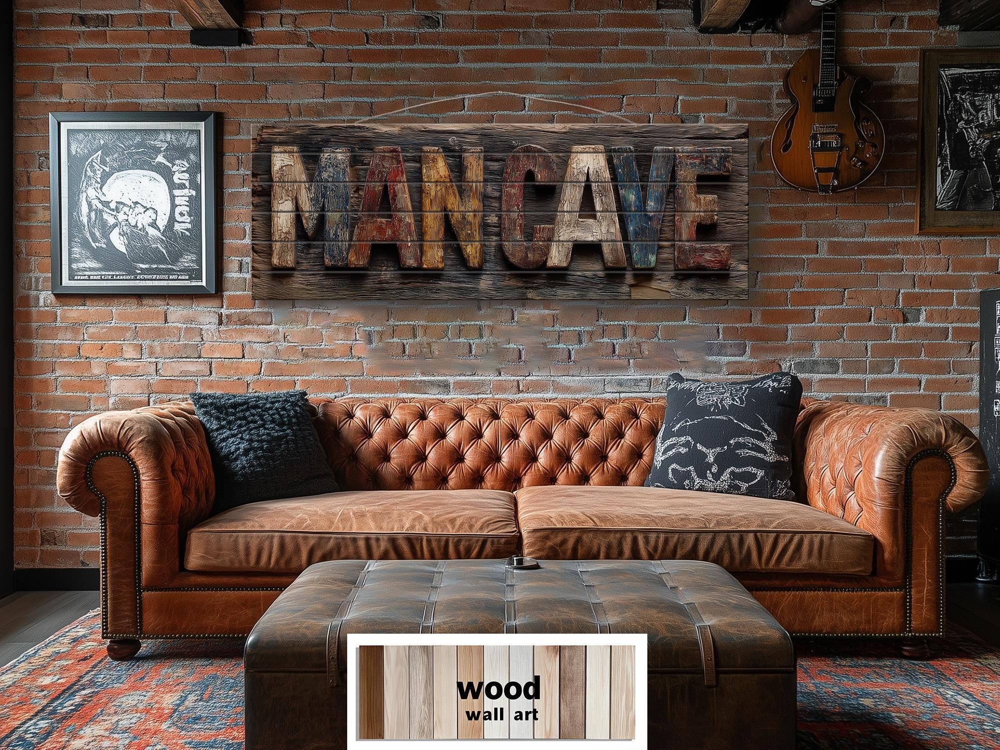 Man Den Signs Man Cave Distressed Sign Wood Wall Art, Rustic Masculine Den Sign ...