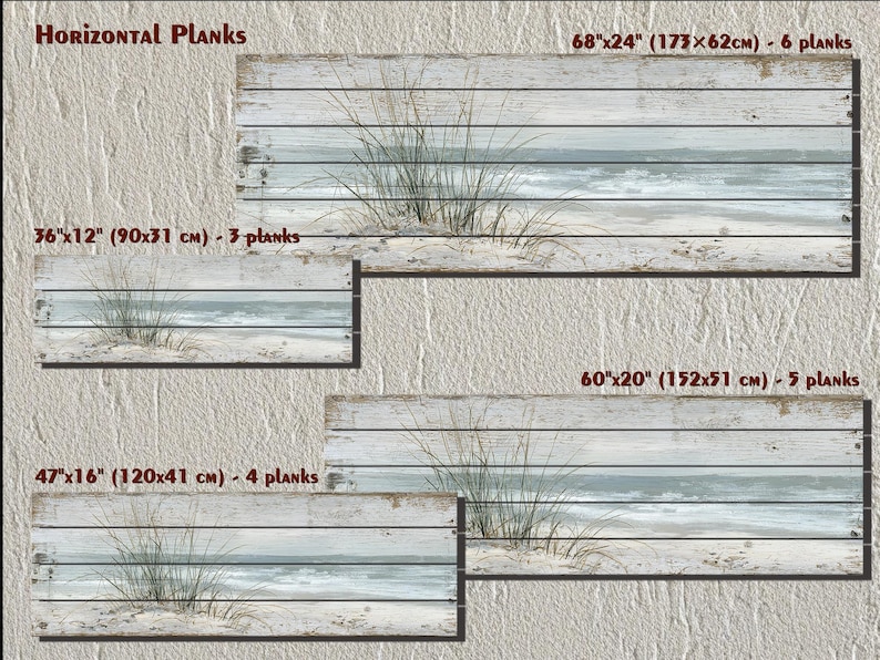 Beach Sand Dunes Sea Grass Wood Wall Art Large Horizontal, Coastal ...