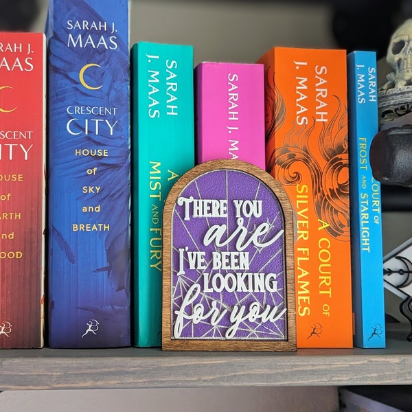 There you are I've been looking for you, Rhysand and Feyre Licensed ACOTAR  Bookshelf Sign, Wooden Shelf Sitter, bookish wall art
