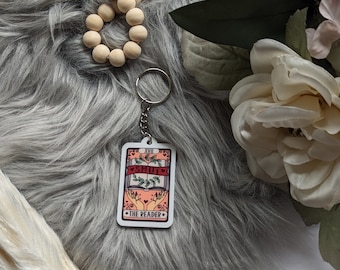 The Smut Reader Tarot Card Acrylic Keychain for Romance Readers