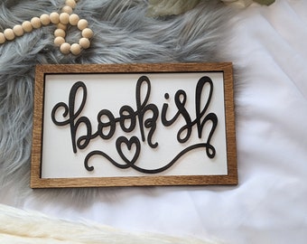 Letrero de madera para estantería de libros - Decoración personalizada para el hogar