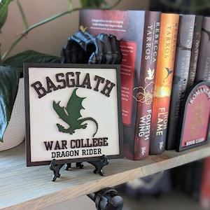 Basgiath War College Dragon Rider Choose your Dragon Licensed Fourth Wing Bookshelf Sign, Empyrean Series Shelf Sitter, Shelf decor