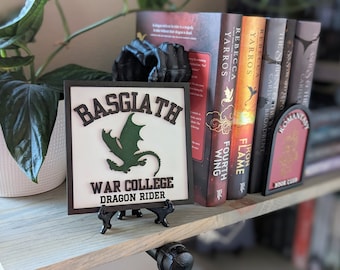 Basgiath War College Dragon Rider Choose your Dragon Licensed Fourth Wing Bookshelf Sign, Empyrean Series Shelf Sitter, Shelf decor