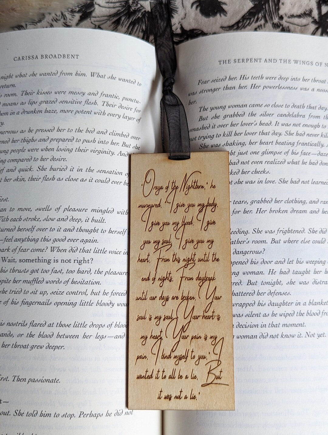 Raihn Ashraj Quote the Serpent and the Wings of Night Wooden Bookmark Carissa Broadbent