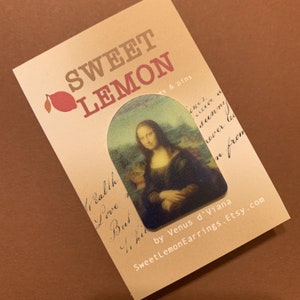 Mona Lisa Leonardo Da Vinci- 2 inch 4 cm - spooky horror cottagecore academia funny neon holo statement acrylic earrings jewelry