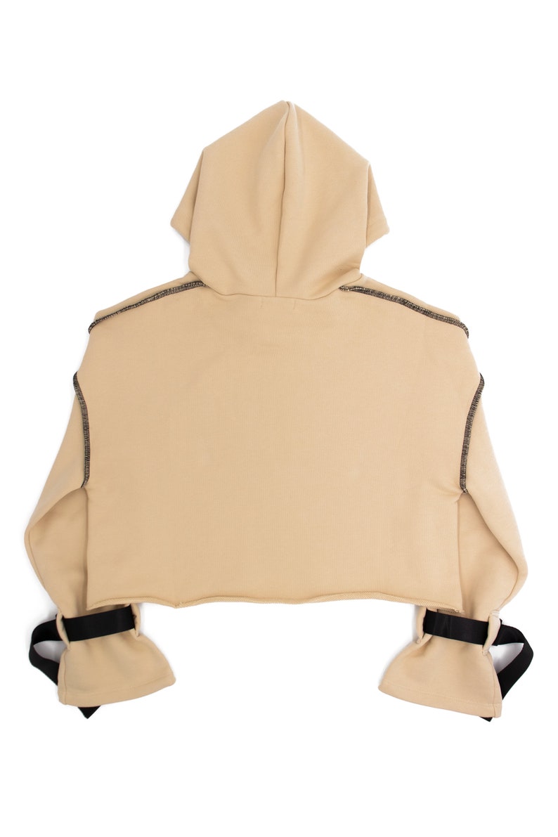 Cropped Buckle Hoodie in Sand image 3