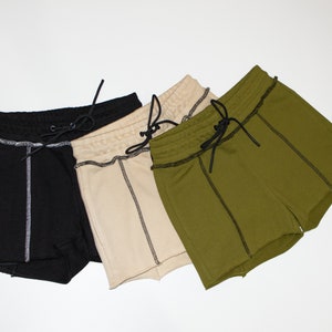 Heavyweight Terry Shorts / Black, Cream, Olive / Raw Cut Hem image 2