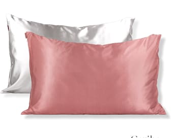 Satin Pillow Case Set of 2, Standard, Queen, King Size Satin Pillowcase , Envelope closure