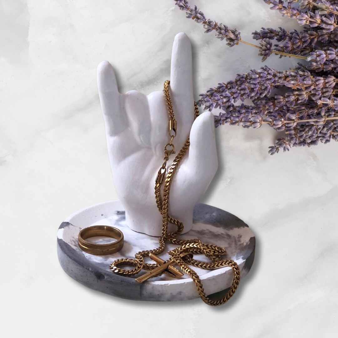 I Love You ASL Sign Language Hand Statue With Tray ,handmade , Hand