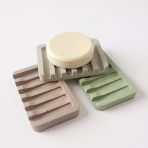 Minimalist Concrete Soap Saver | Draining Soap Tray | Cement Sponge Holder | Shower & Sink Accessory