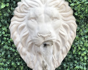 Lion Head water Fountain 13 inch large Concrete outdoor wall Mount Fountain