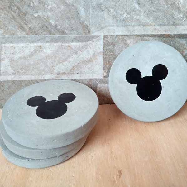 4 pieces Mickey Concrete Coasters , Mouse Ears Coasters