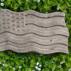 Patriotic American Flag Solid Concrete Garden Stone , Stepping Stone . large Stepping Stone