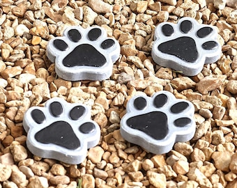 Mini Paw Print Stones - Dog/Cat Decoration for Outdoor Gardens - Set of 4