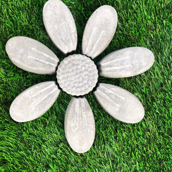 10-inch concrete flower Petal Garden stone art, Handmade flower garden stones