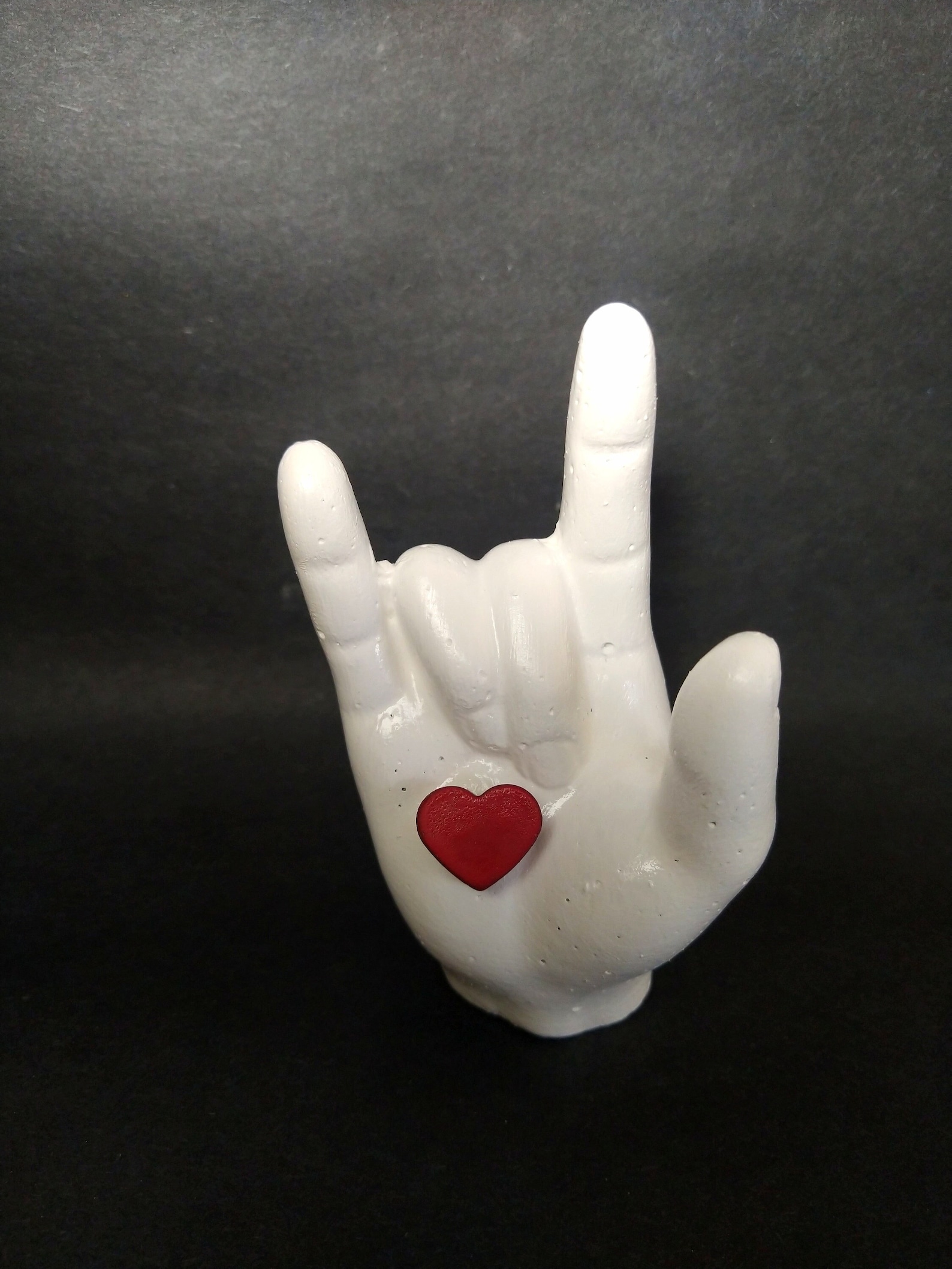 ASL Statue With Red Heart Hand Gesture I Love You Concrete Etsy