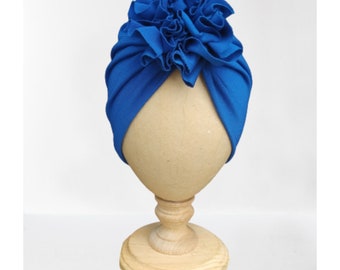 Turban Hat floral ruffle design. Various size , child  , adult size double layer