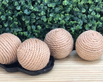 Jute rope Orbs Decorative Accent Balls, Heavy base cement Spheres 3 inch , 2.5 inch ,