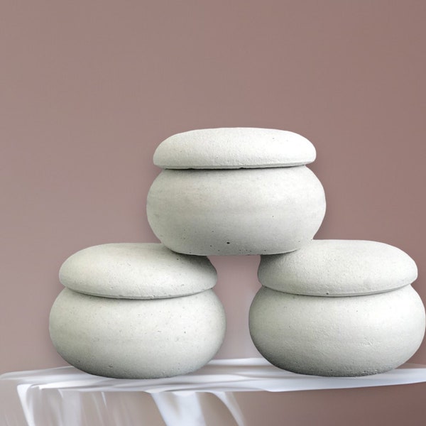 concrete jars with Lids for Candles , spices , storage