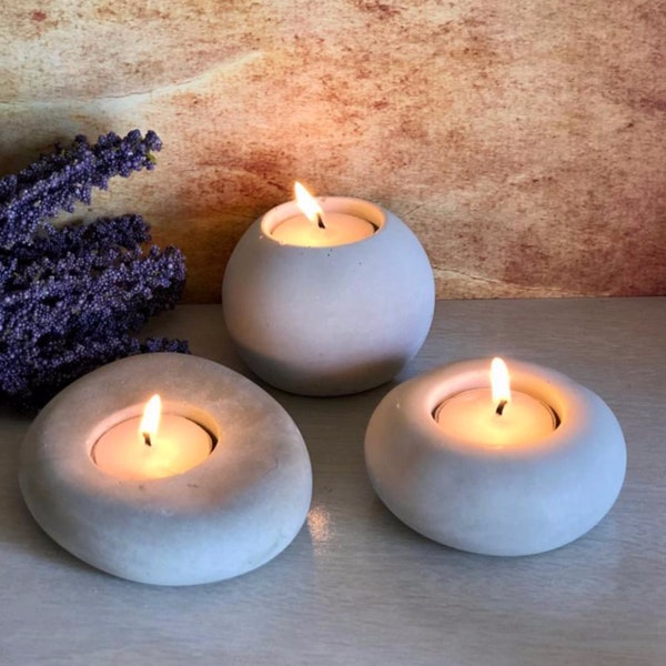 Stone Shape Tea Light Candle Holder , Tealight Holder for Zen Garden, Altar, Mantle, Desk, Table, Shelf