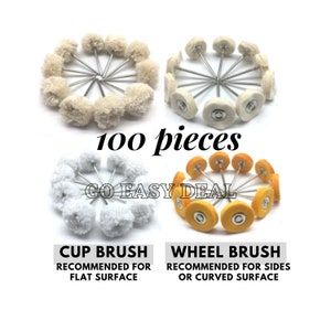 100PCS Polishing Brush Buffing Wheel Discs Bit Grinder 2.35mm Shank Rotary Tool