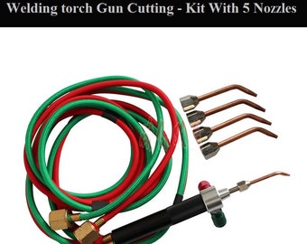 Kit de soldadura con gas, oxígeno y butano, soplete y pistola de corte con 5 boquillas - herramienta para joyería