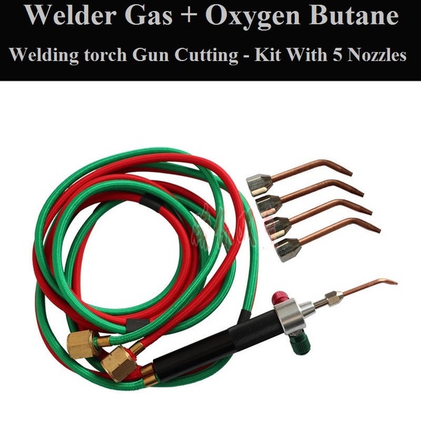 Welder Gas Oxygen Butane Welding torch Gun Cutting Kit With 5 Nozzles - jewelry tool