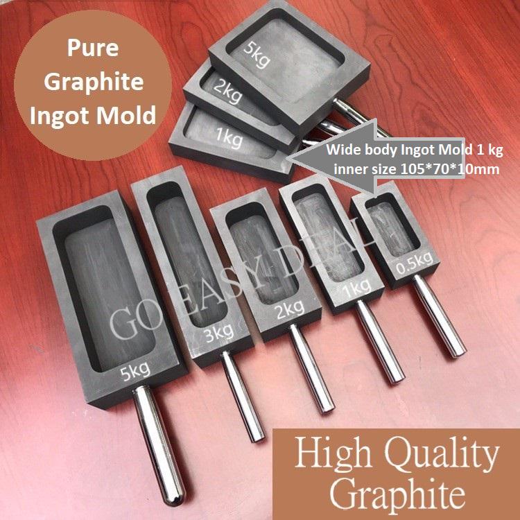 Bar-Lo Graphite Ingot Mold – 1 KG Gold / 1/2 KG Silver – Machined Pouring Loaf Bar