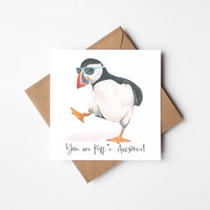 Vous êtes génial ! Macareux moine, oiseau, carte de voeux, blanc à l'intérieur