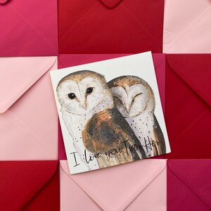 Carte de Saint-Valentin Love You Twoo, Chouettes effraies