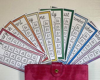 100 Dollar Monthly Savings Challenge Cards for A6 Binder | Printable | Black and White and Rainbow Colors Both Included
