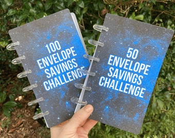 Disc Bound 50 or 100 Envelope Savings Challenge Binders | Space Design | Cash Budgeting | Money Binder