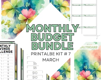 March Bills and Variable Spending Monthly Set | Printable | Lucky Design | March 2024 Kit #7