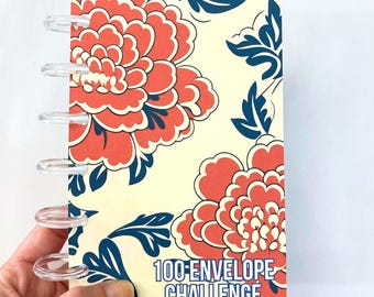 100 Envelope Savings Binder Soft Bloom Design | A6 Disc Binder | Cash Budgeting | Money Binder